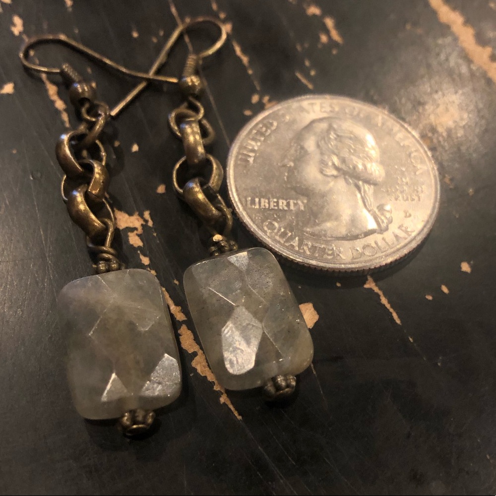 Brass and gray earrings